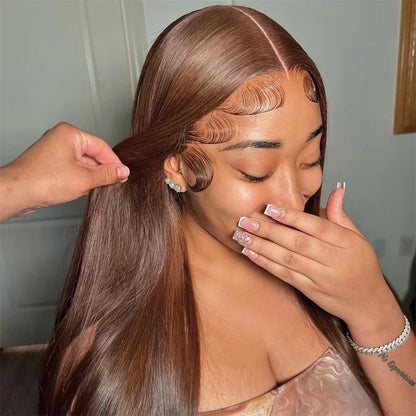 HD 13x6 13x4 Lace Frontal Wigs 100% Raw Vietnamese Chocolate Brown Straight Virgin Hair Pre Plucked Lace Front Human Hair Wigs