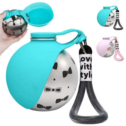 2-in-1 Portable Leak-Proof Compact Dog Travel Water Bottle Stainless Steel Silicon for Small Dogs
