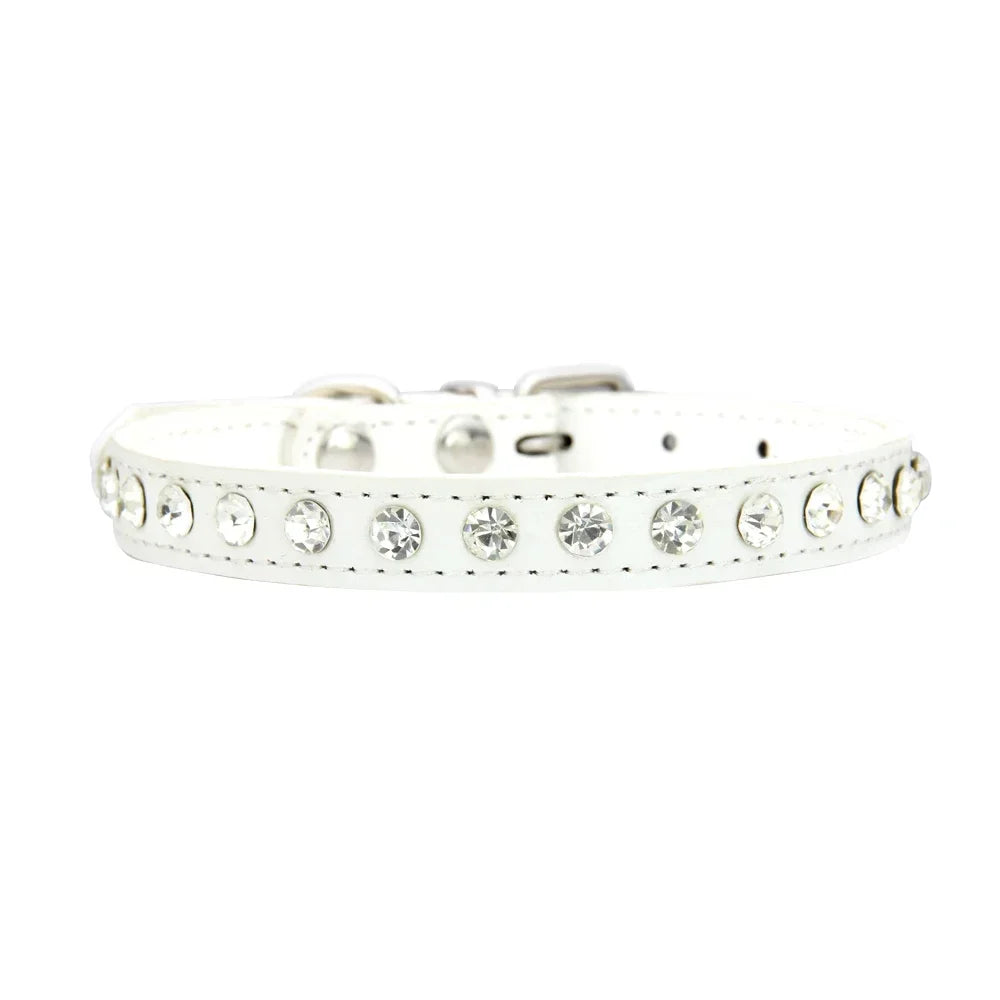 Personalized Rhinestones Dog Collar 16 Colors PU Leather for Small Dog Puppy Chihuahua Pink Pet Strap Necklace Pet Accessories