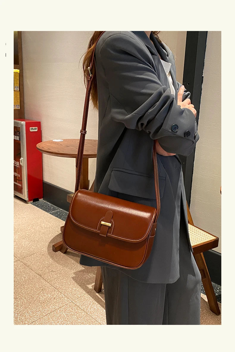 Female Cowhide Luxury Designer Handbags Women's Natural Cow Leather Shoulder Bag Ladies Fashion Small Square Crossbody Bags New