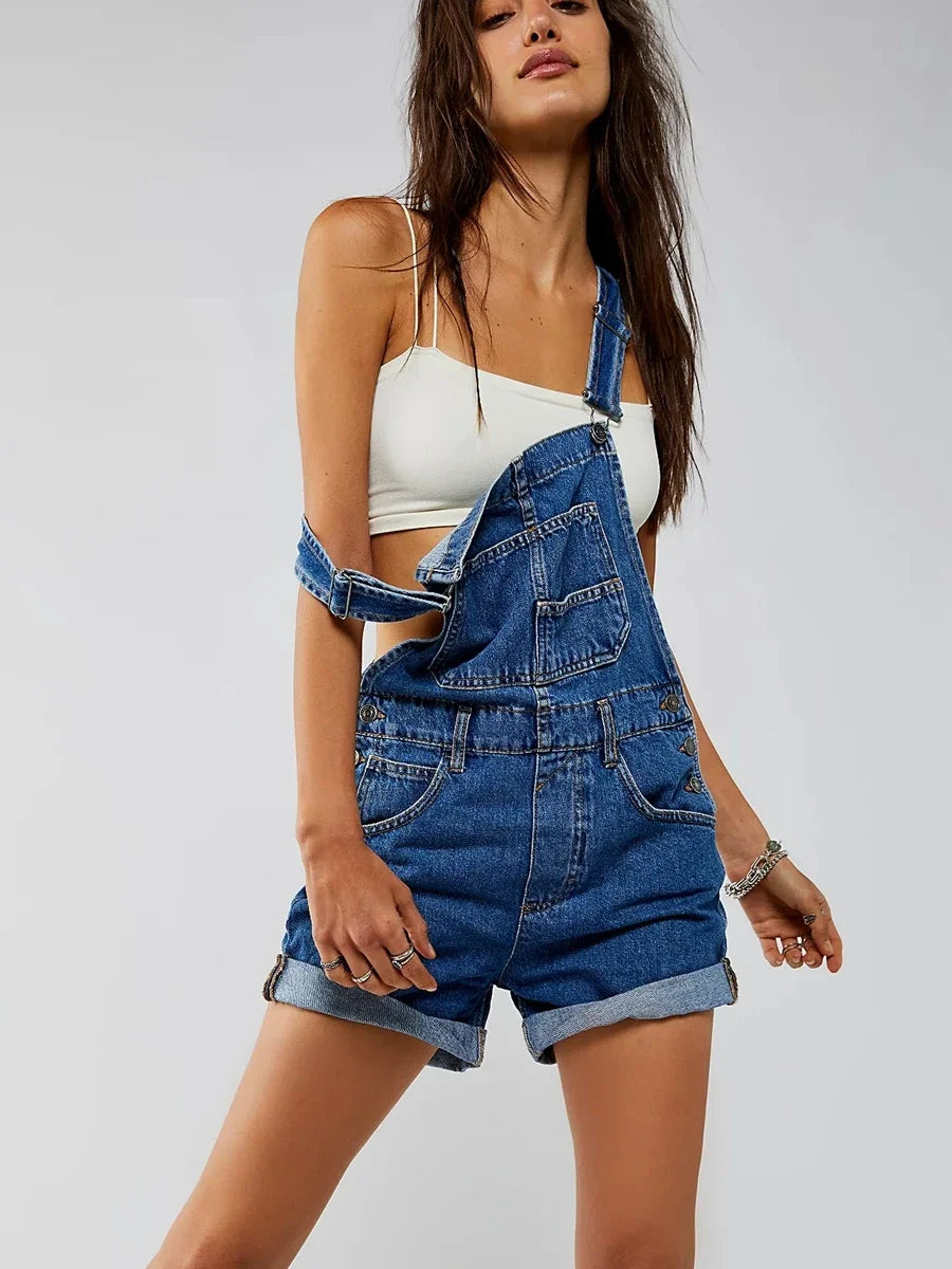 Summer Y2k Denim Jumpsuits for Women Straight Leg Stretch Jeans Dungarees Bib Overalls Regular Fit with Adjustable Straps