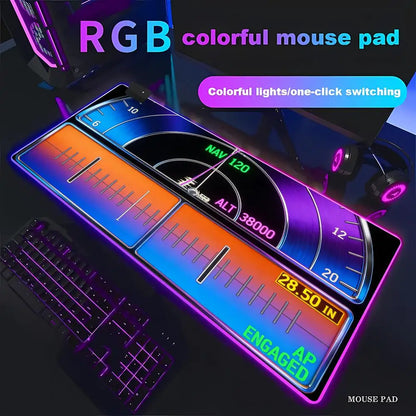 RGB Desk Mat Aviation Theme Mouse Pad Large Rubber Anti-slip Aircraft Dashboard HYBXAXC Office and Gamr Keyboard Mats Decor Mat