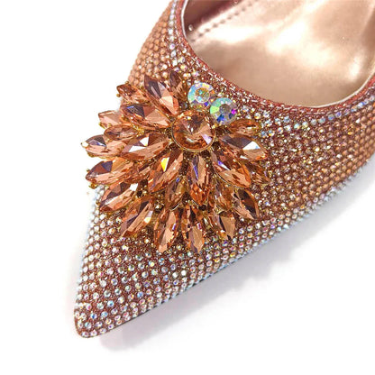 Newest Arrivals Special Design Silver Color African Women Shoes and Bag Set Pointed Toe Pumps for Wedding Party
