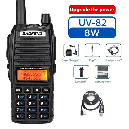 Baofeng UV-82 Walkie-Talkie 5W/8W FM Dual Standby Long Battery Life Outdoor Self-Driving Civil Hand-Held Walkie-Talkie