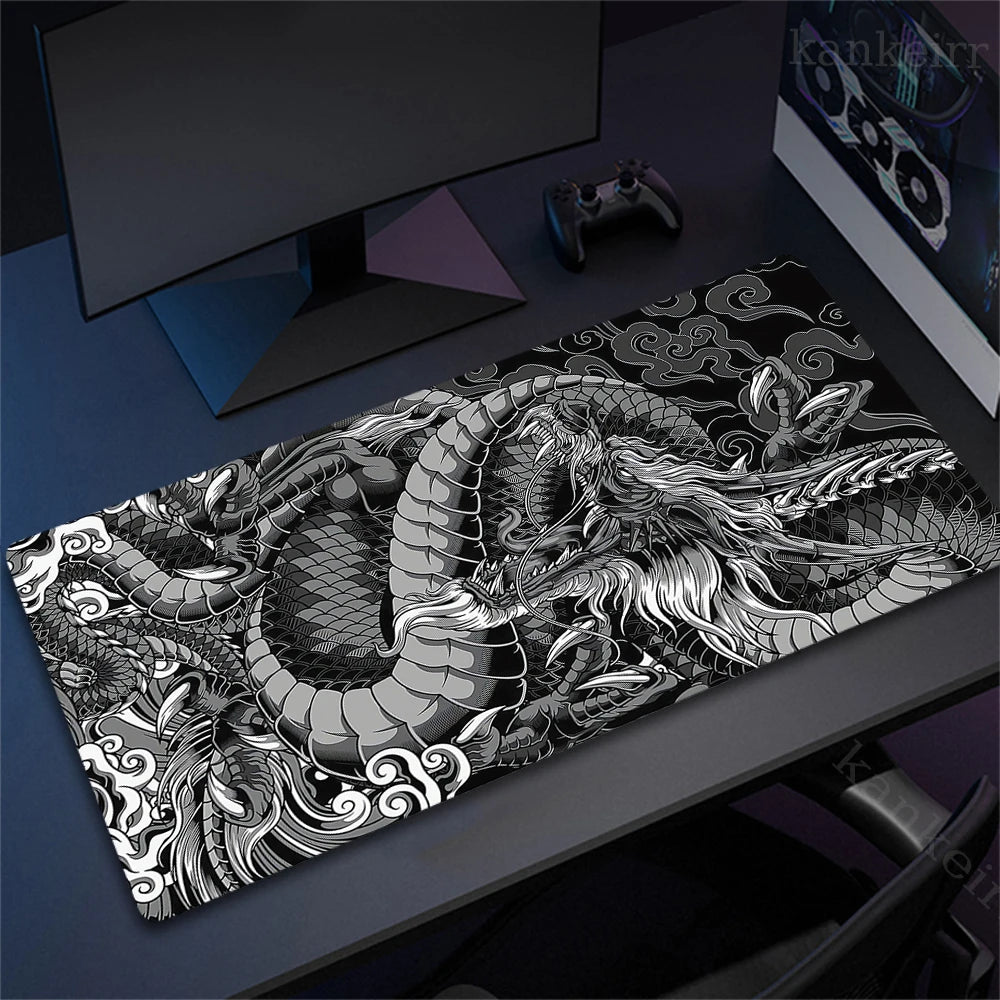 Black and White Dragon Mouse Pad Large Gaming Mousepads Computer Mousepad Mouse Mat 90x40cm Desk Pads For PC Keyboard Mats Table
