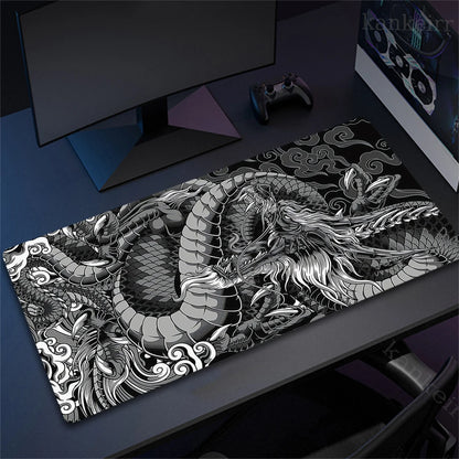 Black and White Dragon Mouse Pad Large Gaming Mousepads Computer Mousepad Mouse Mat 90x40cm Desk Pads For PC Keyboard Mats Table