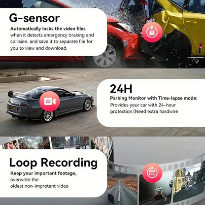 4 Lens Dash Cam 1080P Full HD 360 Degree View Car DVR 3.16 Inch IPS Screen Night Vision G Sensor Loop Recording Parking Monitor Wide Angle Laptop Connection Dashboard Camera for Complete Interior Exterior Safety Professional