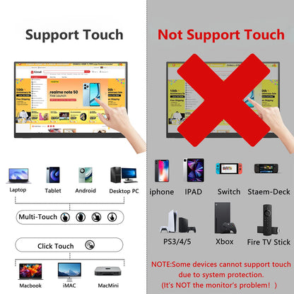 13.3-inch Touch Screen Portable Gaming Monitor Laptop Screen Extender FHD 1920x1200P IPS Touchscreen Monitor With Dual Speaker