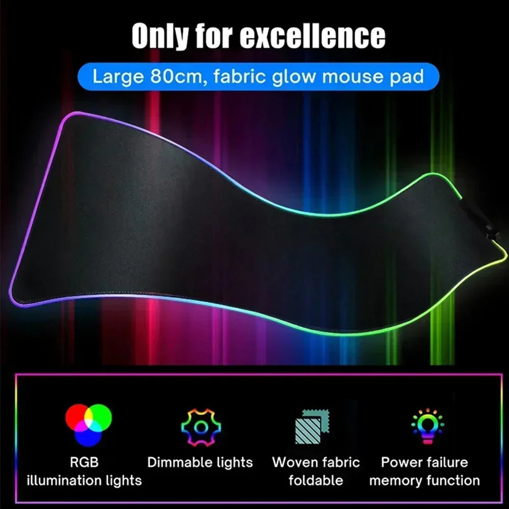 RGB Pc Gamer S-Star Treks Keyboard Expansion Mouse Pad LED Glowing Mat Rubber Backlight Gaming Computer Laptop Home Office Setup