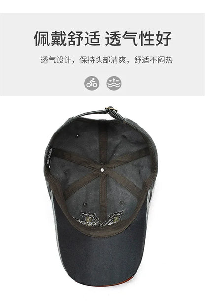 Outdoor sports hat retro men's washed faded old cowboy hat M letter cotton soft top embroidered sunshade baseball cap