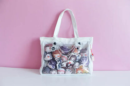 Fashion New Canvas Ita Bag Large Capacity Cartoon Tote Bags for Women Transparent Shoulder Bags Teenage Girls Japanese