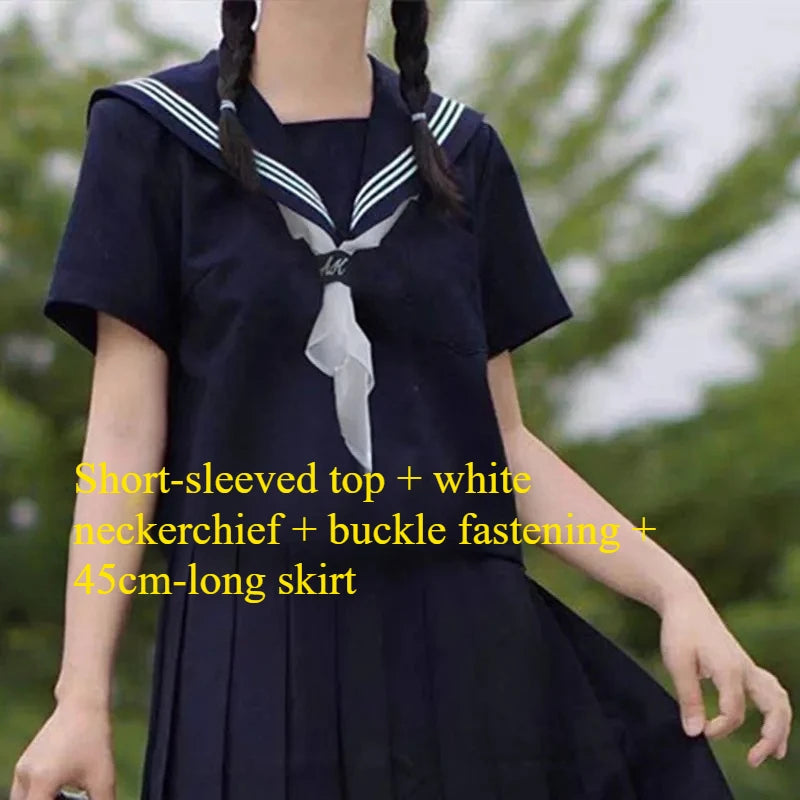 Orthodox JK Uniform School Uniform Basic Navy Navy College Style School Supply Middle Sailor Uniform Autumn and Winter Suit