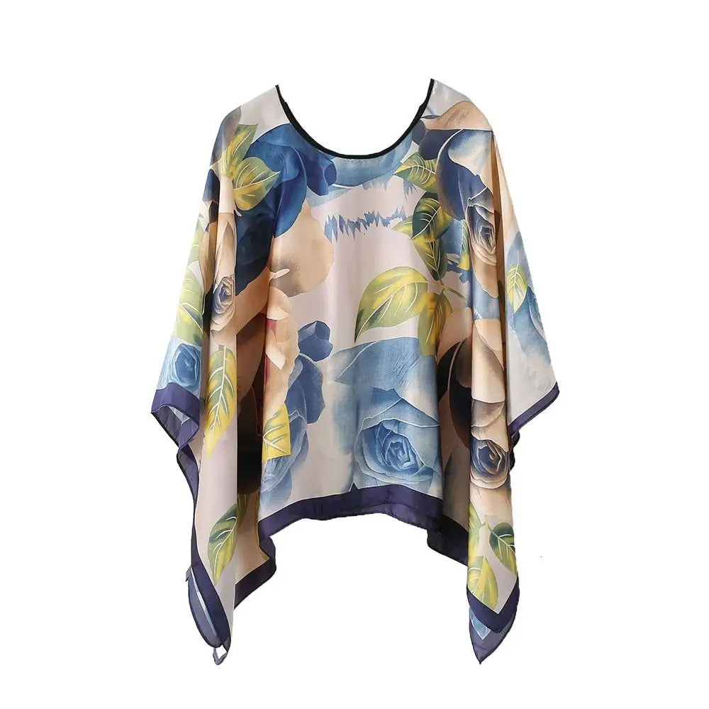 Shawls Summer Beach Sexy Women Fashion Print Chiffon Smock Bikini Cover Up Loose Blouse Sunscreen Comfortable Poncho