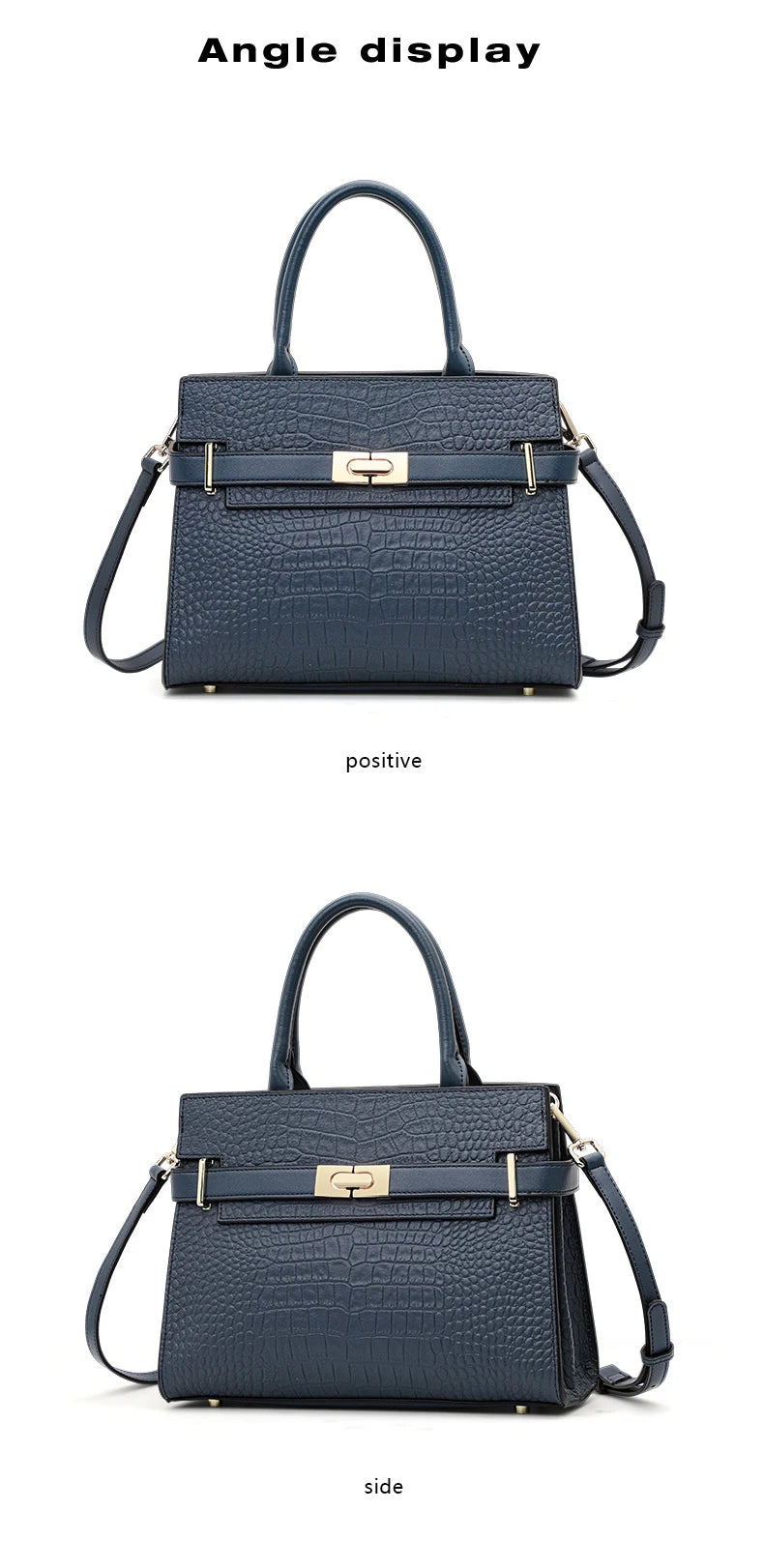 Genuine Leather Cowhide Women's HandbagConvertible for Crossbody & Shoulder Carry, with Silk Scarf, Crocodile Pattern Tote Bag
