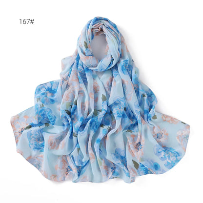 66 Colors Pearl Chiffon Printed Hijab Scarf New Fresh Small Floral Polka Dot Sunscreen Silk Scarf Shawl Turbans for Women Hijabs