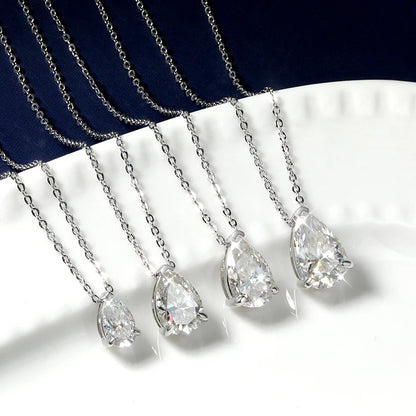 1ct 2ct 3ct 4ct Pear Cut Moissanite Necklace for Women Gift 925 Pendant 100% Sterling Silver Chain Water Drop NecK Chain Jewelry