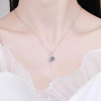 NeeTim 1ct Moissanite 925 Sterling Silver Necklace For Girl Lab Diamonds Pendant Necklaces Party Women Neck Chain Wholesale