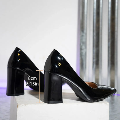 Luxury Women's High Heel Shoes Black 8cm Light Thick High Heel Shoes Fashionable Elegant Pointed Toe Women's Shoes Pumps Zapatos
