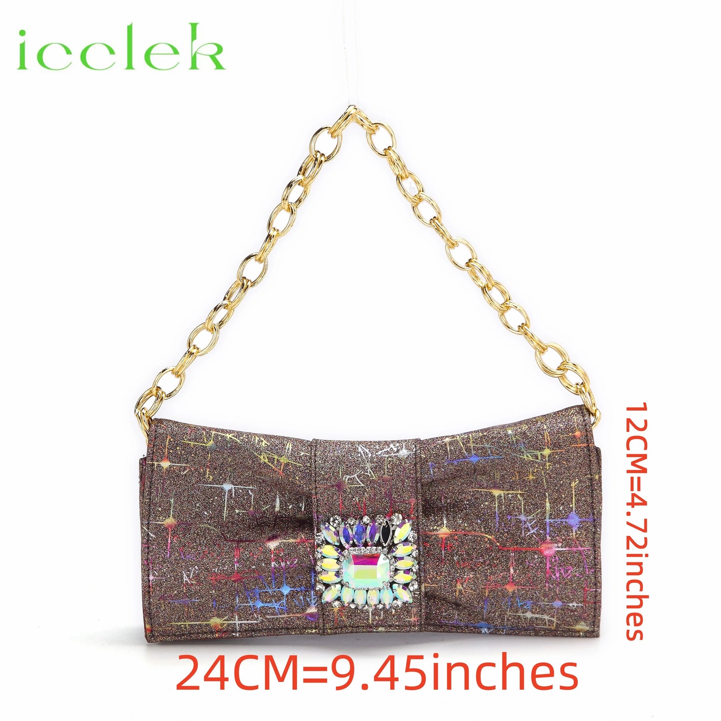 Women High Heels Sandals Shinning Material with Rhinestone Italian Design T.Blue Color Pointed Toe Shoes and Bags Set