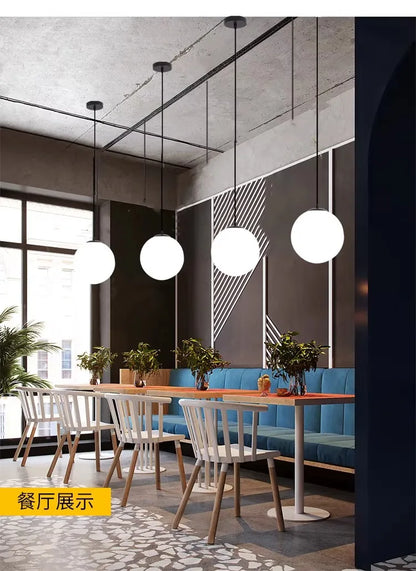 Black White Golden Ball Chandelier Lights Glass Frosted Lampshade Restaurant Bar Kitchen Hanging Lamps G9 E27 Indoor Lighting