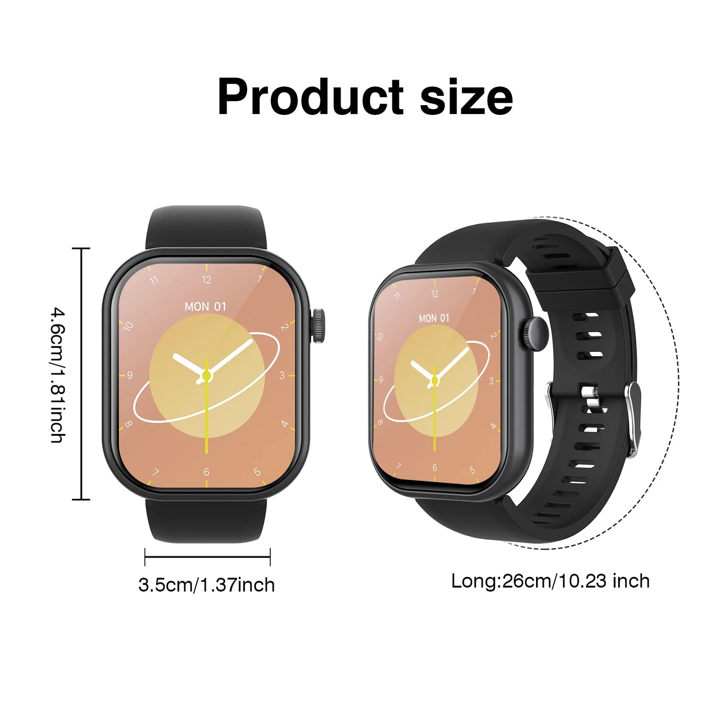 Unisex Multifunctional Smart Watch - 2.01" HD Screen, Wireless Call, Camera Control, Music Adjustment, Sports Functions, Custom