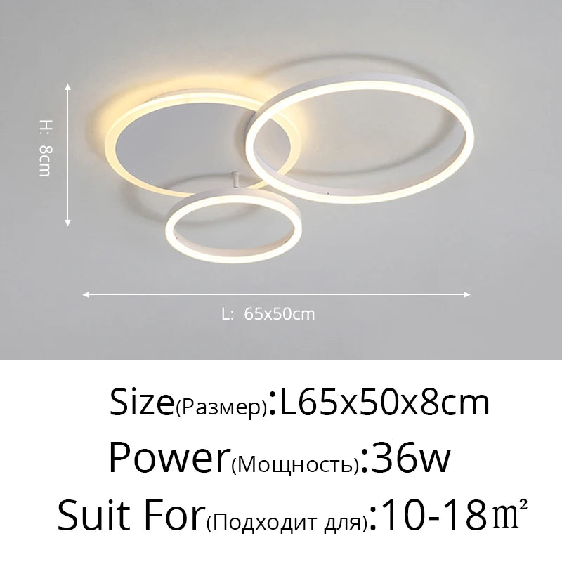 Modern Round Design Ceiling Lights For Living Room Bedroom Gold White Coffee Painted  Circle Rings Lighting Fixtures Luminaire