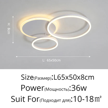 Modern Round Design Ceiling Lights For Living Room Bedroom Gold White Coffee Painted  Circle Rings Lighting Fixtures Luminaire