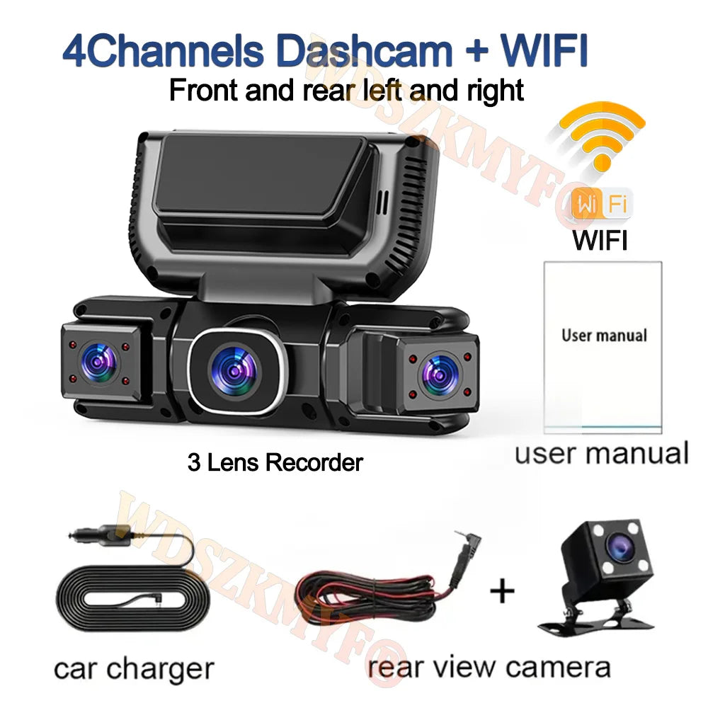 New 360 Degree 4CH Car Dvr HD 1080P Video Recorder WiFi Dashcam 24h Parking Monitor Front and Rear View Camera Car Recorder