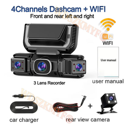 New 360 Degree 4CH Car Dvr HD 1080P Video Recorder WiFi Dashcam 24h Parking Monitor Front and Rear View Camera Car Recorder