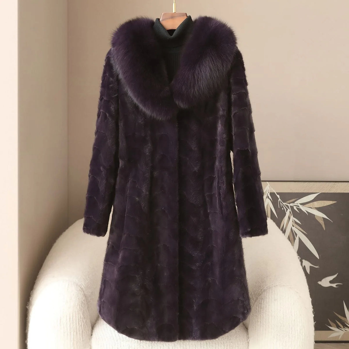2026 Hot Selling Winter New Style Real Fox Fur Collar High-end Mink Coat Women's Long Real Mink Fur Coat