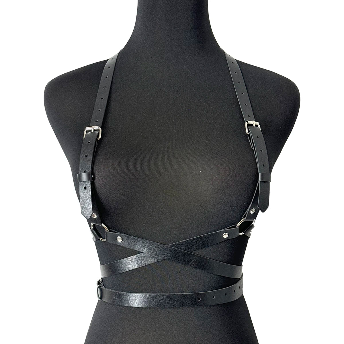 Women Fashion Belt PU Leather Body Shoulder Armor Chest Harness Sword Belt Shoulder Strap Harness Women Clothing Open Cage Bra
