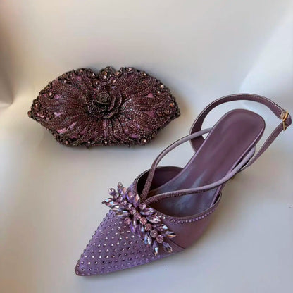 Insightlink Elegant Italian Design Pink Butterfly Shoes and Bag Set for Women - Perfect for Parties and Weddings