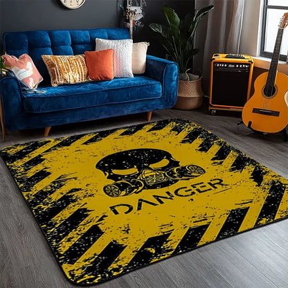 Skull Gas Mask Drum Rug, Non-Slip Washable Area Carpet for Room Office, Artistic Gift Decor