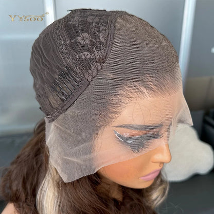 Pre PlucPre Plucked Hairline Glueless Heat Resistant Natural Wavy Future Fiber Synthetic Lacefront Wigs for Blakc Womens Daily