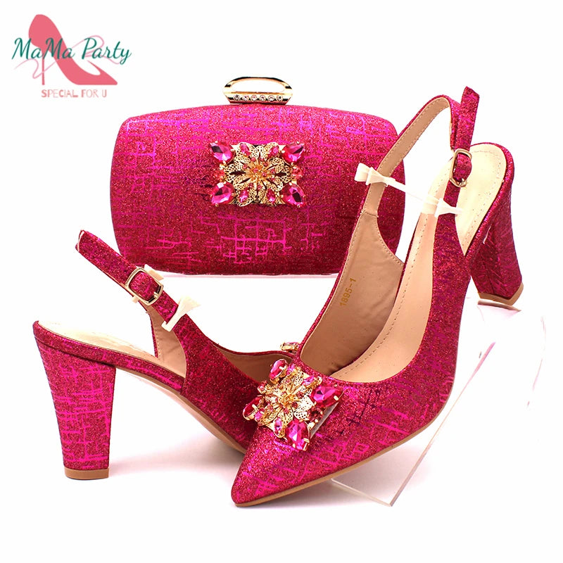 The US for Duty Free  Specials Design Nigerian Women Shoes Matching Bag Set in Royal Blue Color Italian Ladies Pumps for  Party