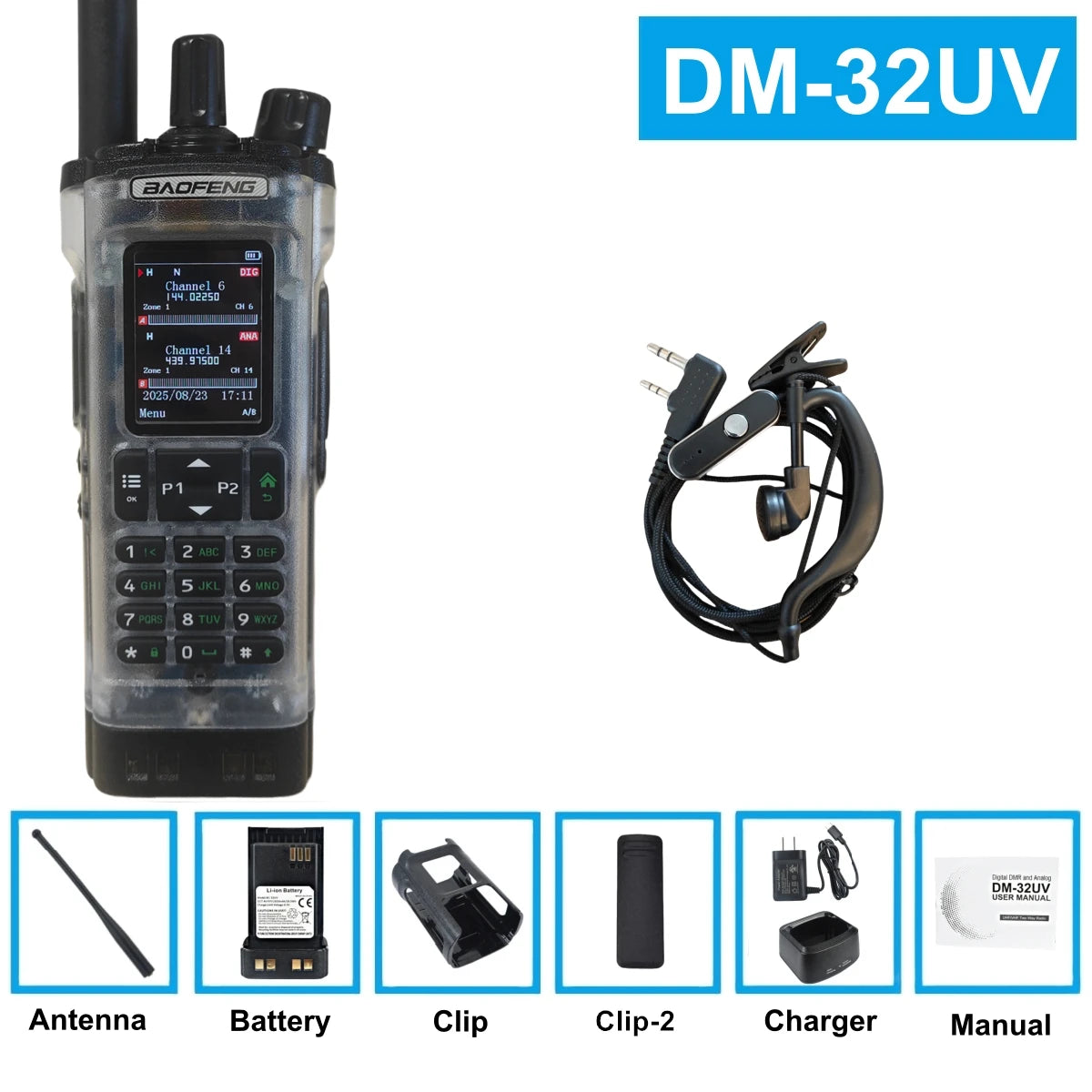 Transparent  Baofeng Radio Dm - 32Uv Dmr Digital Wireless Machine With Aes256 Encryption For Long - Range & Secure Contact