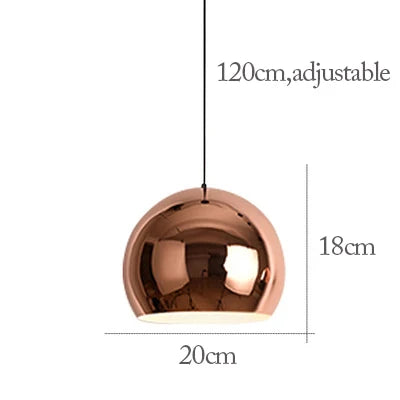 Nordic Rose Gold Pendant Lights Plated Metal Hanging Lamp Fixtures Dining Room Kitchen Island Bar Cafe Indoor Decor Lighting E27