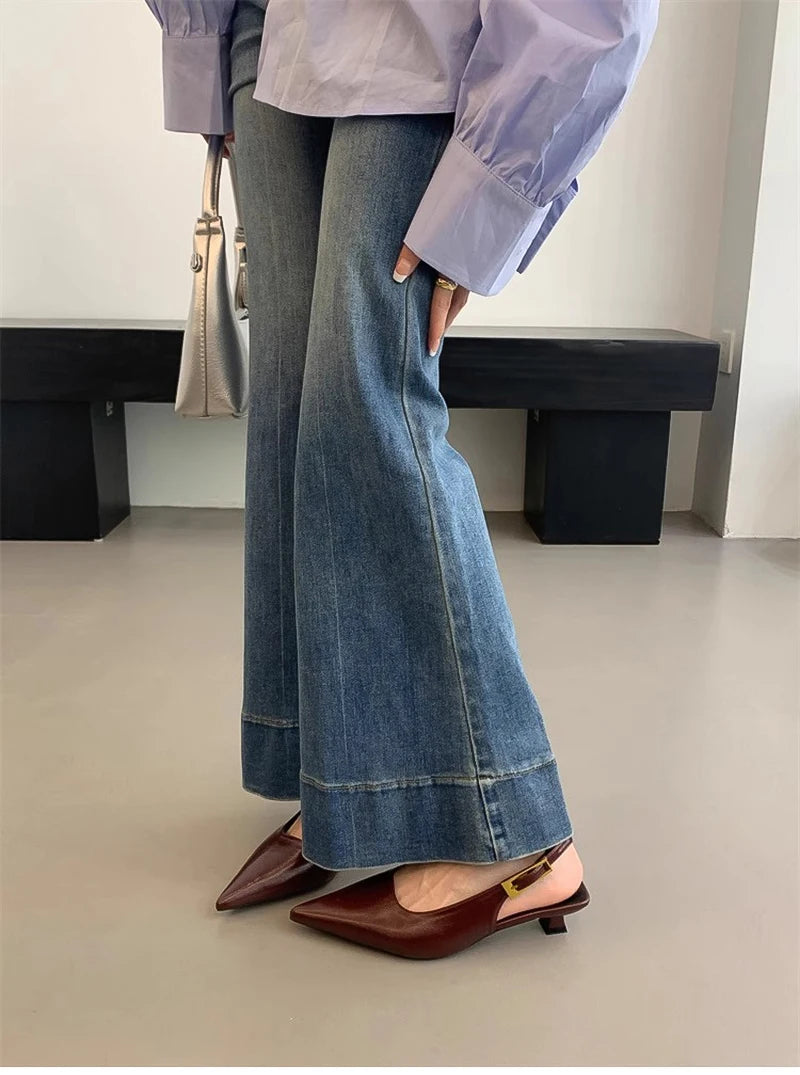 Designer Luxury Summer Pointed Toe Women Sandals Fashion Singbacks Mules Shoes Ladies Elegant Low Heel Stripper Party Sandalias
