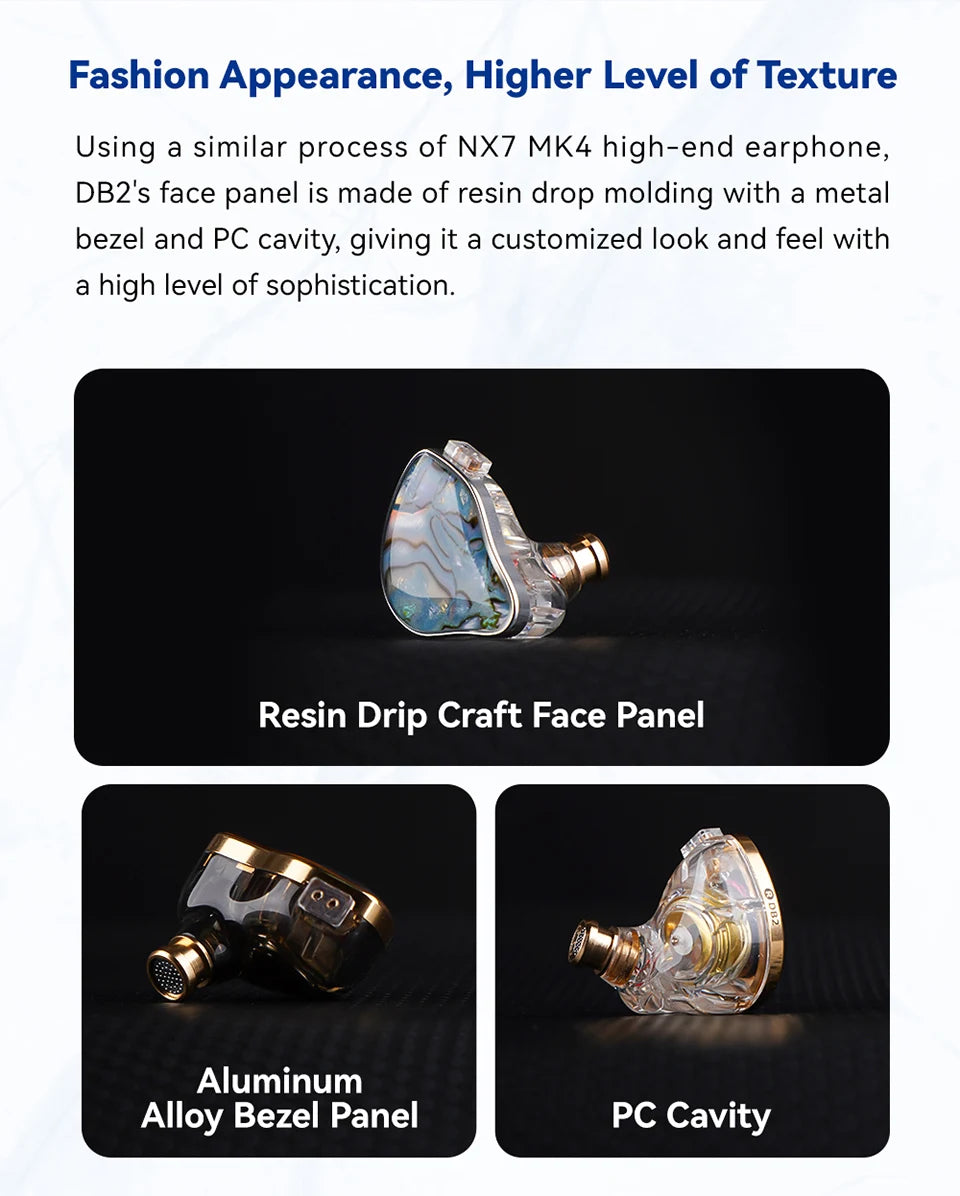 NICEHCK DB2 Wired Earbud IEM 1DD+1BA Hybrid Dual Driver HiFi Earphone With 0.78 2Pin Interface Warm Vocal Music In Ear Monitor