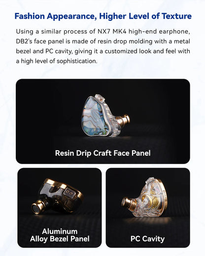 NICEHCK DB2 Wired Earbud IEM 1DD+1BA Hybrid Dual Driver HiFi Earphone With 0.78 2Pin Interface Warm Vocal Music In Ear Monitor
