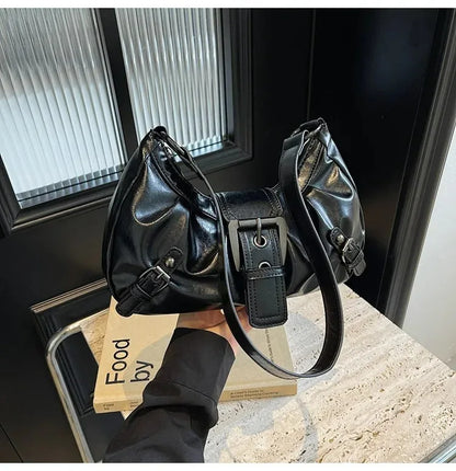 Y2K Retro Pleated Hobo Shoulder Bag for Women Hot Selling Maillard Style Underarm Bag Clutch Handbags for Travel Work Shopping