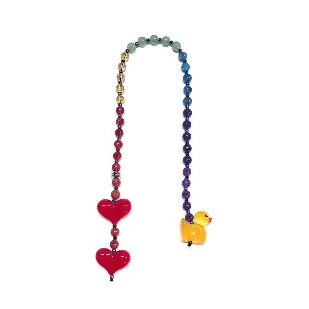 HERLOOK Y2K Bohemian Bag Charm for Women Red Heart Colorful Beads Chakra Energy Healing Pendant Fashion Jewelry Gift Accessory