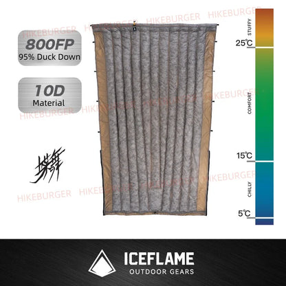 Ice Flame 800FP Quilt Ultralight Envelope Duck Sleeping Bag Mat Underquilt For Hammock Backpacking Camping Hiking