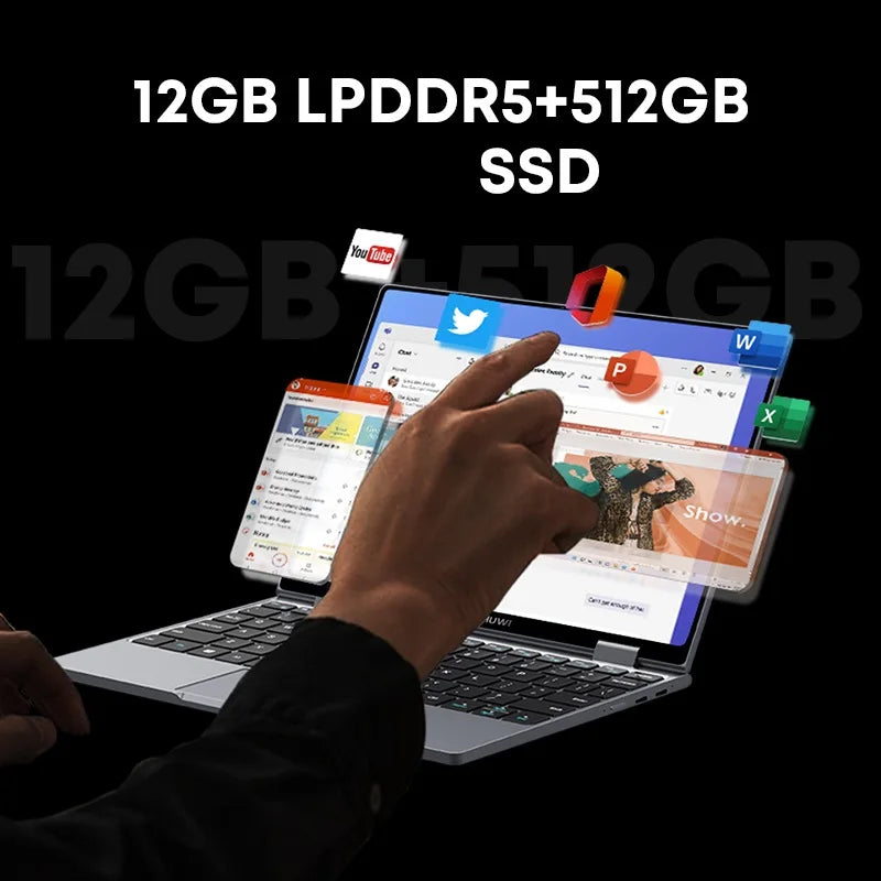 CHUWI MiniBook X Laptop Tablet PC 2 In 1 12GB LPDDR5 512G SSD Intel N100 10.51 Inch FHD IPS Screen 1920*1200 Windows 11 Notebook