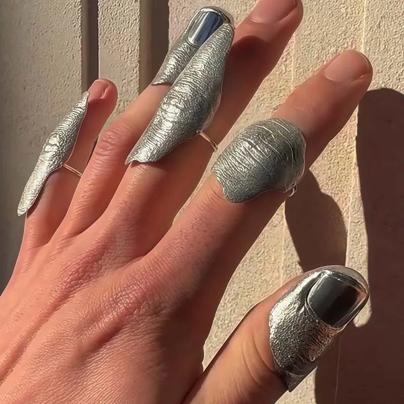 Fashion Metal Irregular Texture Finger Rings for Men Women Punk Hip Hop Gold Silver Color Geometric Knuckle Ring Jewelry Gifts