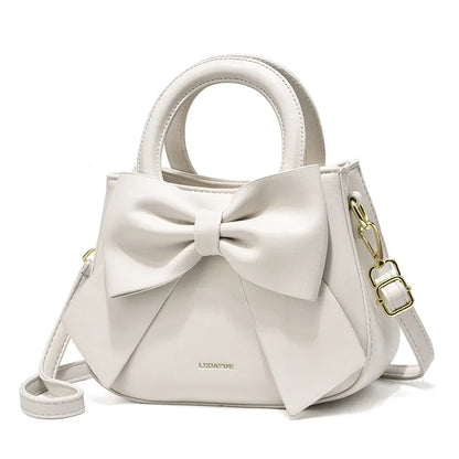 New Fashion Casual Handbags for Women Cute Bow Black White Blue PU Handbags Trendy Daily Shoulder Underarm Bags Bolsa Feminina