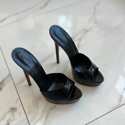 Summer Women's Pointed Toe Open Toe Stiletto Cool Slippers Fashion Women's Wedding Dance Shoes  Luxury Sandals Slippers