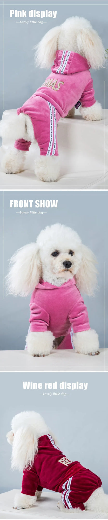 Luxury Velvet Dog Clothes,Dog Jumpsuit,Small Medium Dogs,Yorkie Puppy Costume,Hooded Coat,Tracksuit Overalls,Autumn,Winter