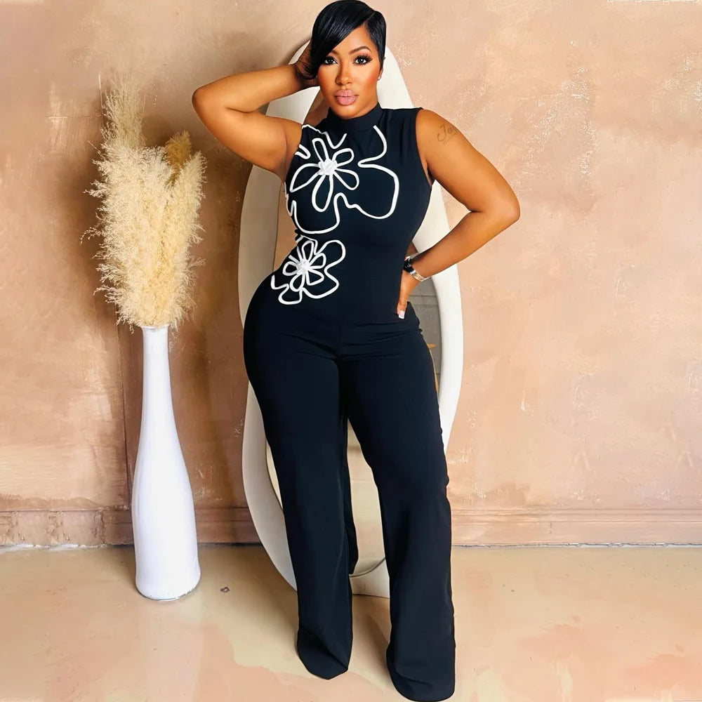 HBLL New Women Flower Design Sleeveless Tank Jumpsuits 2026 Summer Street Birthday Sexy Party Outfits One Piece Suit Rompers