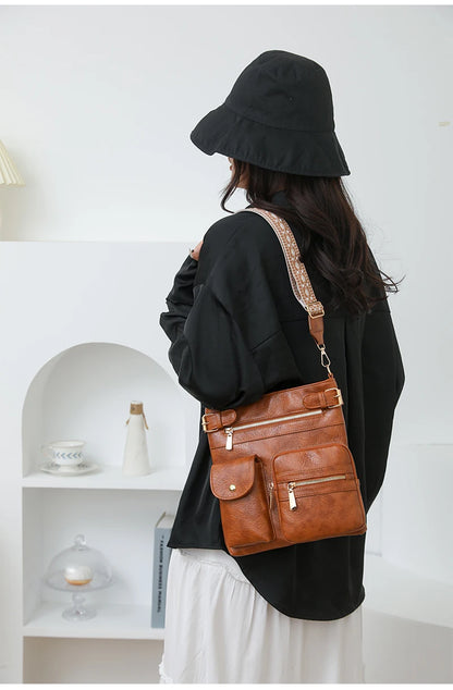 Designer Luxury Handbags 2025 New Vintage Soft Leather Tote Bags For Women Multi-pocket Shoulder Messenger Bags High quality Sac